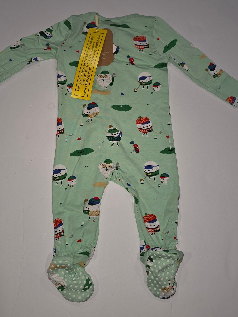 Angel Dear Mint Green Golf Character Footed Pajamas - Picture 9 of 10